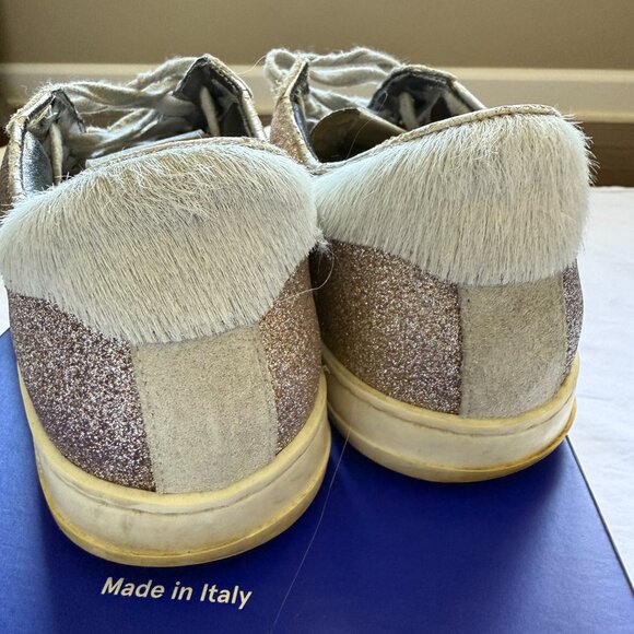 P448 John glitter sneaker, fur heel, size 38, good condition, Italian made - Picture 4 of 7